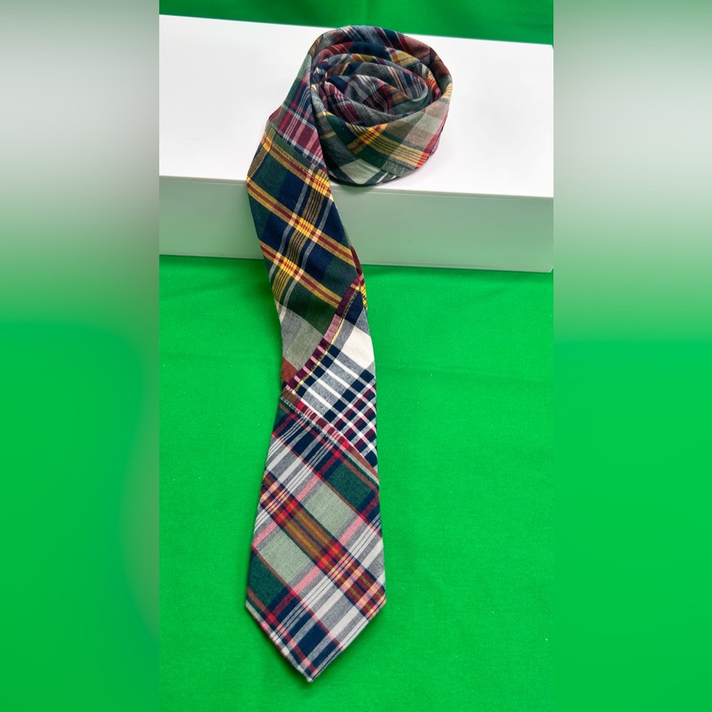J. CREW Cotton Patchwork Madras Plaid Tie